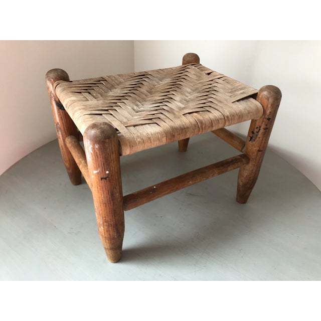 Vintage Woven Oak Stool For Sale In Charleston - Image 6 of 12