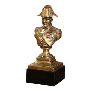 Mid-Century French Gilt Bronze Bust of Napoleon on Marble Base Signed Ajaccio