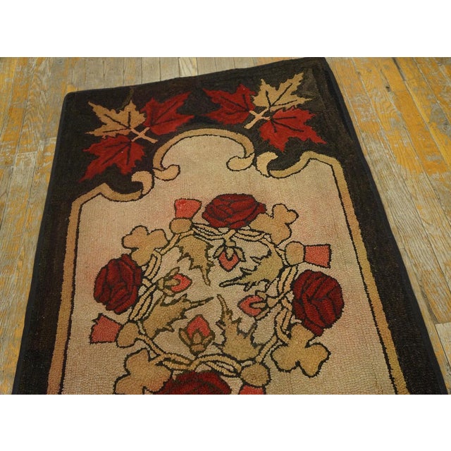 1920s Wonderful Beige Color With Delicate Florid Design Antique American Hooked Rug For Sale - Image 5 of 11