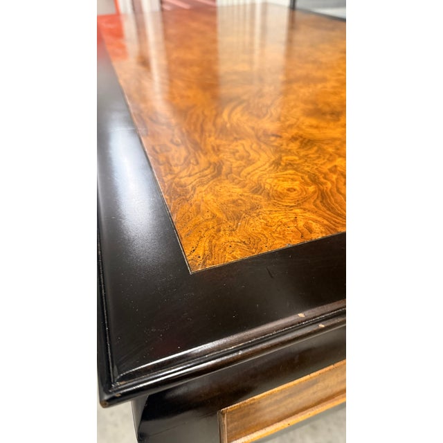 1970s Raymond Sobota for Century Furniture Chin Hua Burl Wood Desk & Chair For Sale - Image 13 of 15
