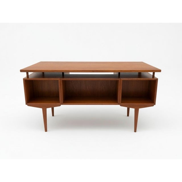 Danish Teak Executive Floating-Top Desk, 1960s For Sale - Image 6 of 17