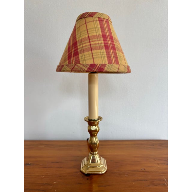 Small Vintage Brass Candlestick Base With Shade For Sale - Image 9 of 9