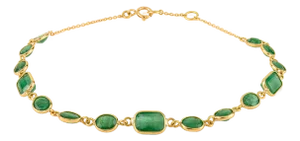 4.45 Ct Mix-Cut Emerald Modern Chain Birthstone Bracelet in 18k Yellow Gold