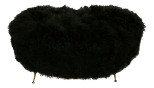 Mid-Century Modern Italian Wooden and Goat Fur Bench, 1960s