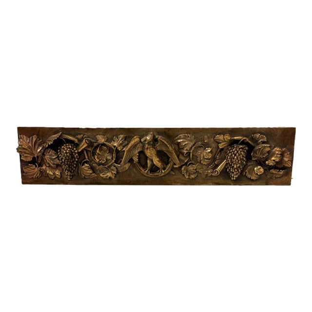 Antique Bronze Architectural Freize Bird With Grapes For Sale