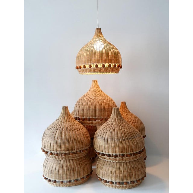 Mid-Century Modern Rattan Tulip Pendant Lamp, Germany, 1960s For Sale - Image 15 of 18