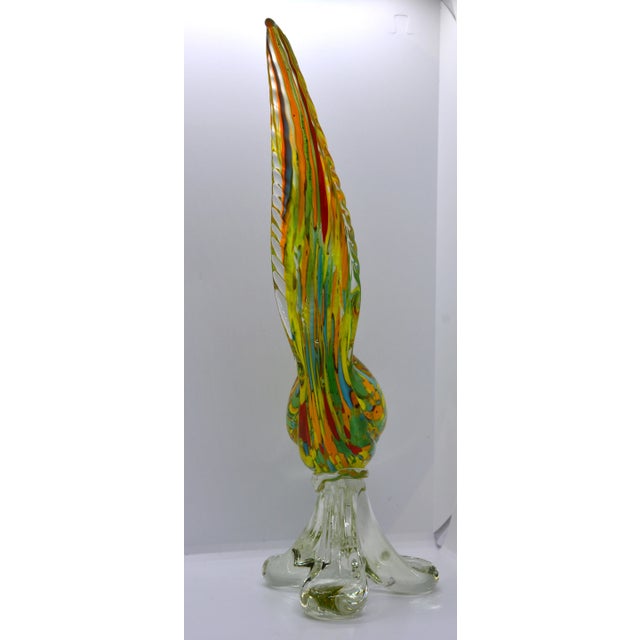 Murano 1960s Murano Pheasant Blue and Green on Clear Base For Sale - Image 4 of 11
