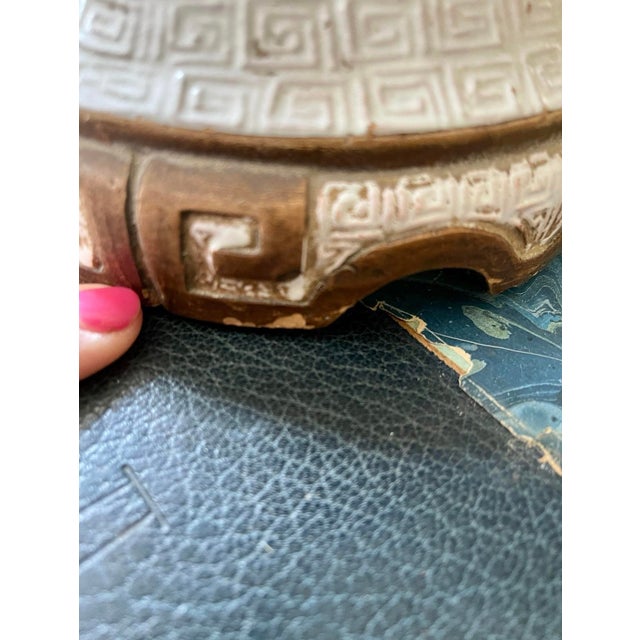 Brown 1960s Vintage Italian Terracotta Lamp in the Style of James Mont For Sale - Image 8 of 11