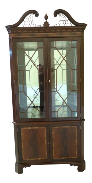 Stickley Inlaid Figural Mahogany Corner China Cabinet