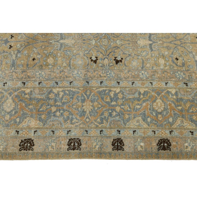 Antique Persian Tabriz Designed Wool Rug Floral in Muted Tones For Sale - Image 9 of 11