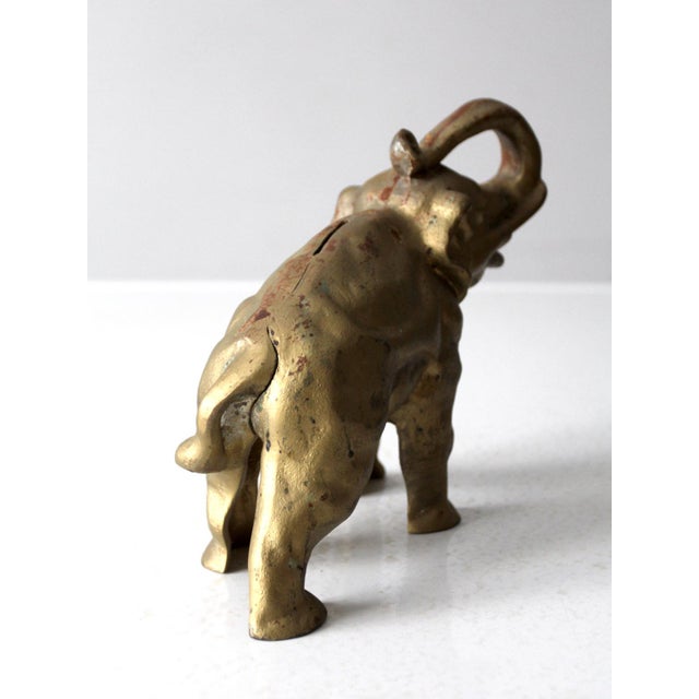 Gold Antique Cast Iron Elephant Bank For Sale - Image 8 of 9