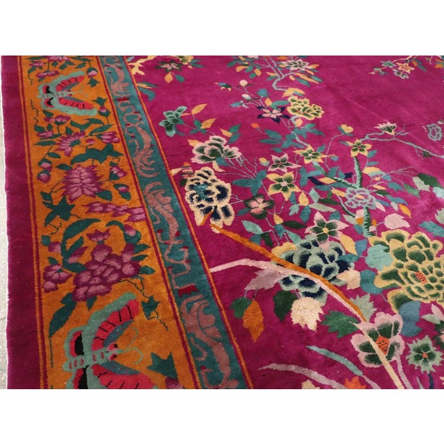 Art Deco Galerie Shabab Collection Mid-20th Century Chinese Nickles Pictorial Room Size Carpet For Sale - Image 3 of 8