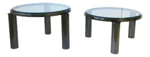 Postmodern Smoked Chrome and Glass Cocktail Tables by Dia, Ca. 1990s, Set of 2
