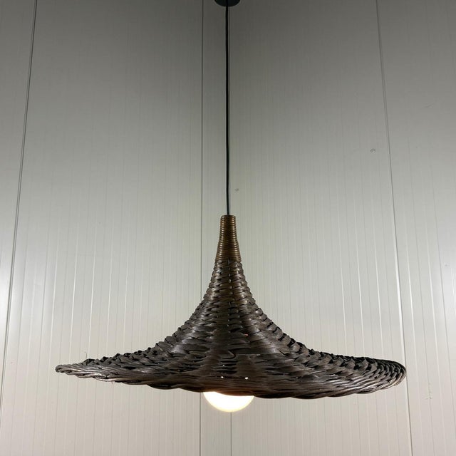 Vintage Rattan Wicker Hanging Lamp, 1960s For Sale - Image 10 of 17