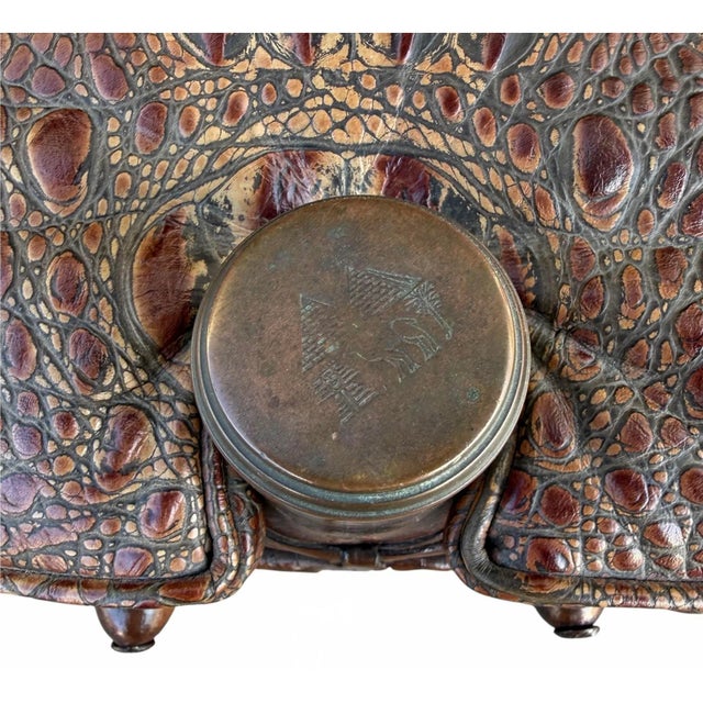 Antique Crocodile Leather Camel Footstool Ottoman Bench.