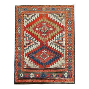 Dramatic Large Scale 20th Century Antique Russian Karabagh Square Rug