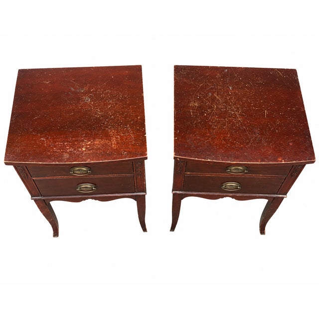 1930s Vintage Wooden Nightstands – Matching Pair For Sale - Image 5 of 6