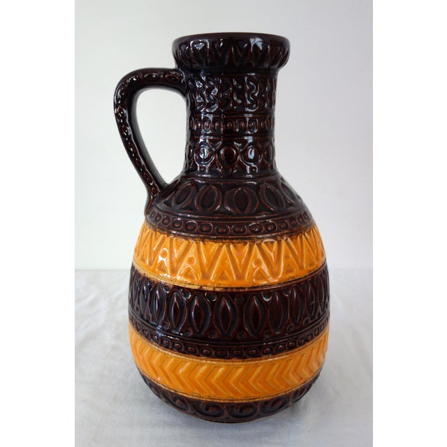 Magnificent floor vase made by the Bay factory, west Germany, 60s/70s. Brown/orange “Algiers” decor. Shape: 93-40....