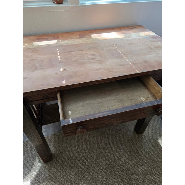 Early 20th Century Antique American Arts & Crafts Mission Oak Library Desk, C. 1910 For Sale - Image 5 of 9