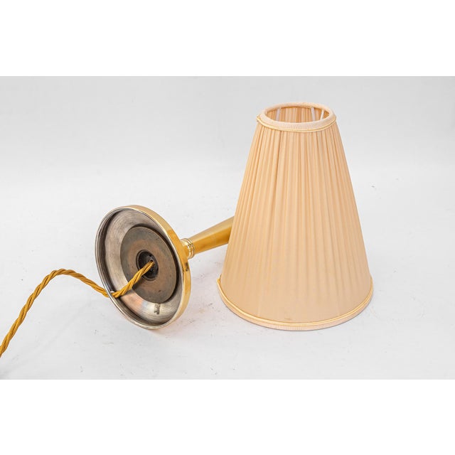 Gold Art Deco Table Lamp with Fabric Shade, Vienna, 1920s For Sale - Image 8 of 18