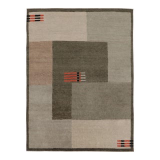 Rug & Kilim’s French Art Deco Style Rug in Beige and Gray With Geometric Pattern For Sale