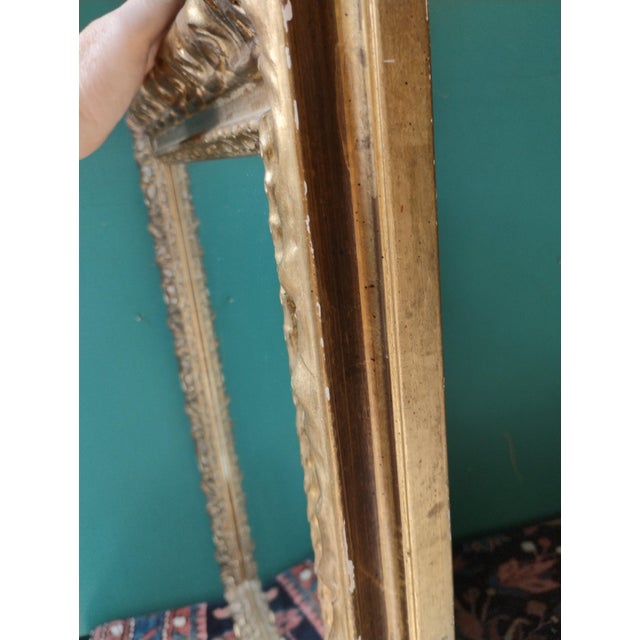Late 19th Century Antique Handcarved Giltwood Mirror For Sale - Image 5 of 8
