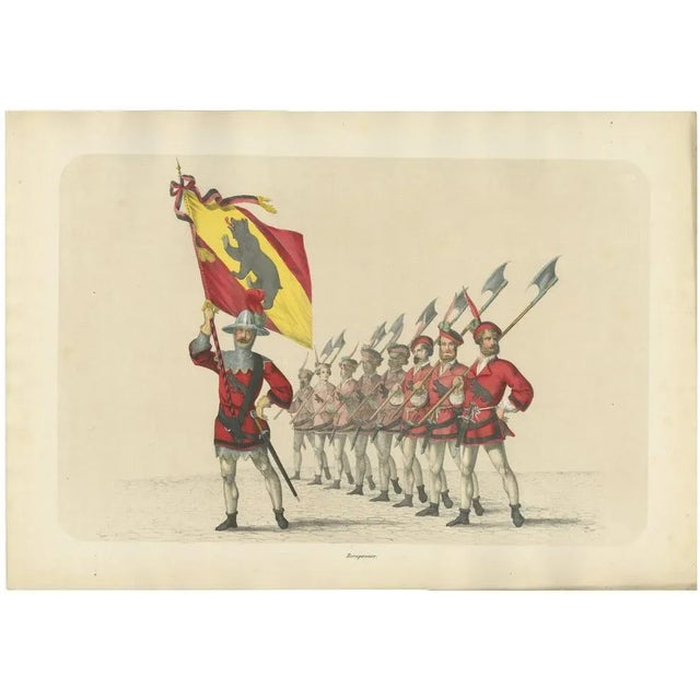 H. Jenny, Bernese Banner Carrier Leading Halberdiers in Swiss Confederation Pageantry, 1855, Print For Sale - Image 10 of 10