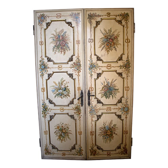 Lacquered and Hand Painted Interior Door, 1960 For Sale