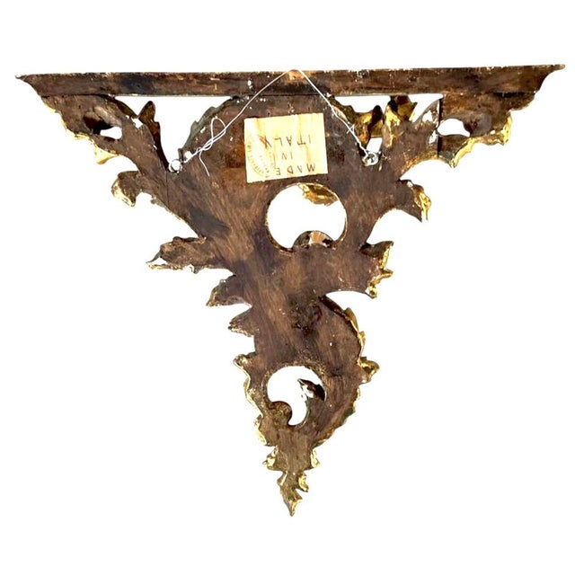 Gold Italian Hand-Carved Gilded Wall Brackets, Rococo, Mid-19th Century For Sale - Image 8 of 10
