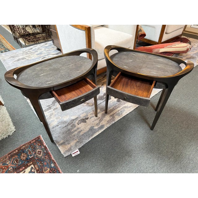 R & Y Augousti Black Shagreen Side Tables, Pair For Sale In San Francisco - Image 6 of 11