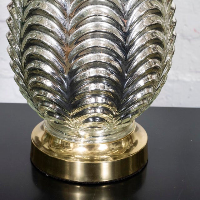 Pair of molded mercury glass table lamps For Sale In New York - Image 6 of 7