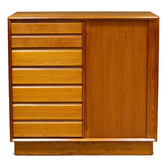 Mid-Century Teak Gentlemen's Dresser With Tambour Door by Berhard Pedersen & Son, Denmark c.1960 For Sale