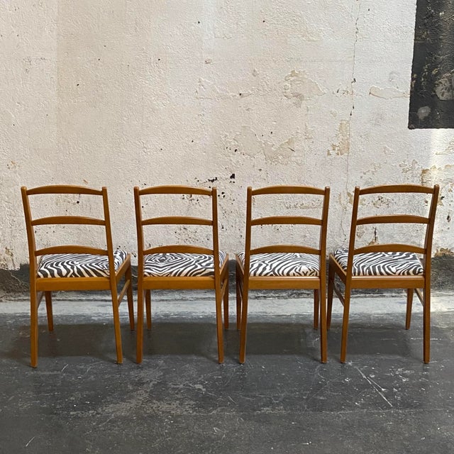 Mid-Century Swedish Modern Dining Chairs With Zebra Fabric For Sale In Atlanta - Image 6 of 10