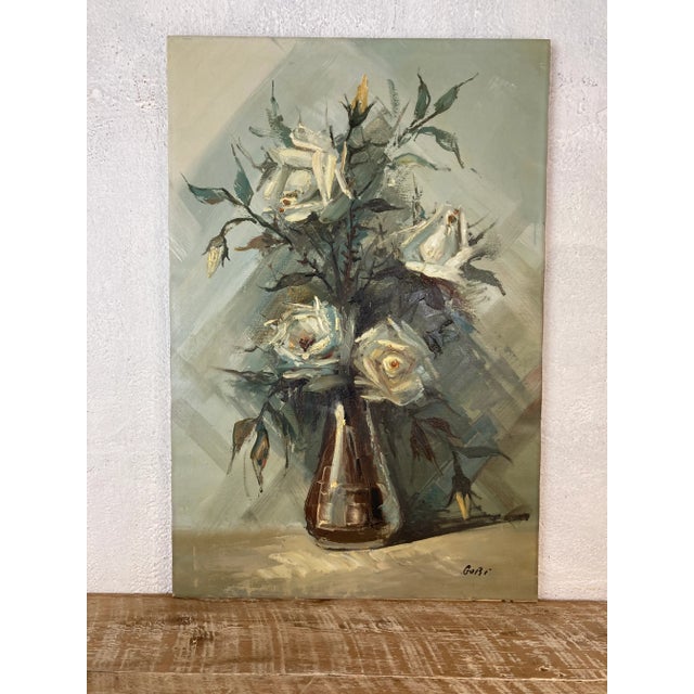 Vintage Floral Oil on Canvas Painting For Sale In Charleston - Image 6 of 10