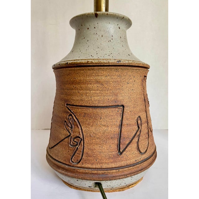 Mid-Century Modern 1970s Organic Modern Signed Studio Pottery Table Lamp For Sale - Image 3 of 10