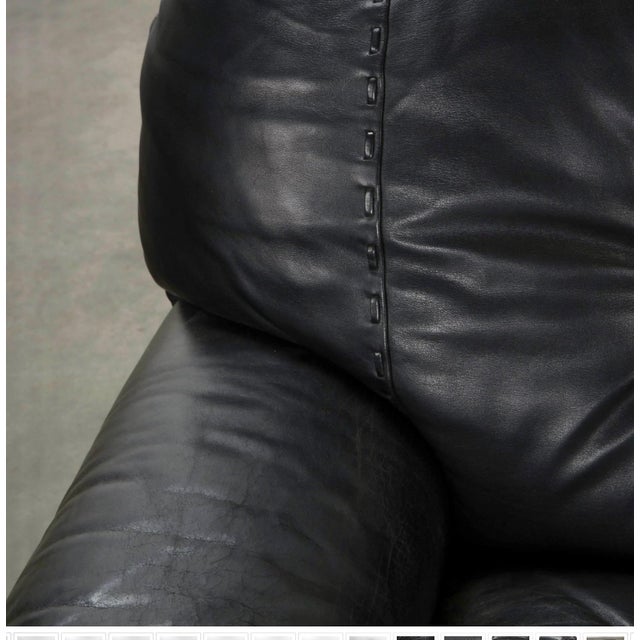 Black Pair of 1970’s Adriano Piazzesi Stitched Leather Lounge Chairs For Sale - Image 8 of 18