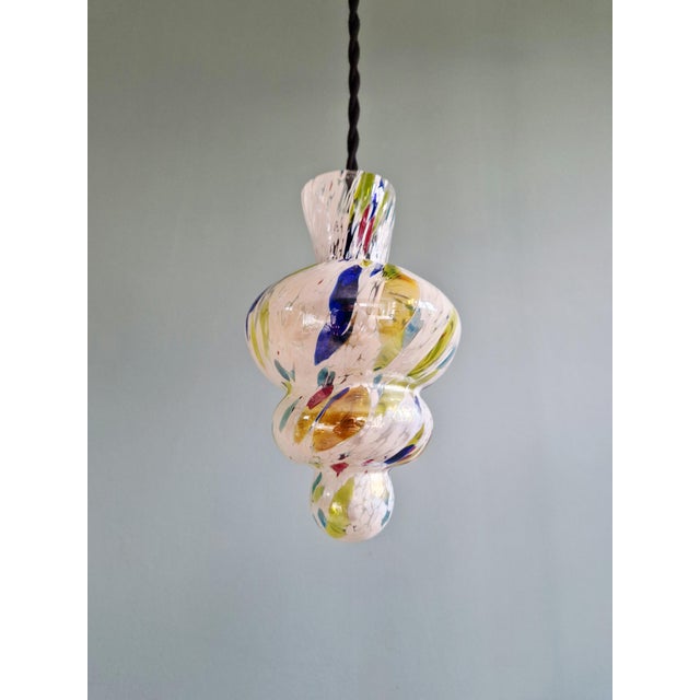 Mid-Century Modern Vintage Blown Glass Pendant Lights, 1950s, Set of 2 For Sale - Image 3 of 18