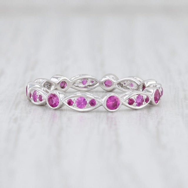 New Beverley K .63ctw Ruby Eternity Ring 14k White Gold Size 5.75 Stackable Band For Sale - Image 4 of 6