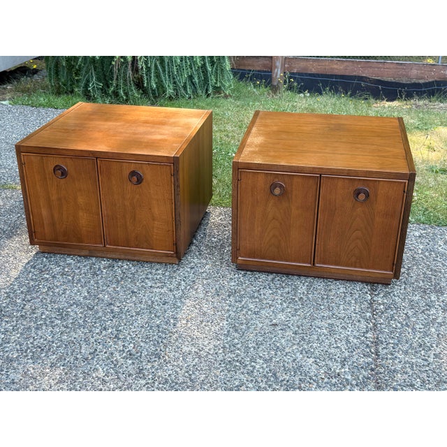 Mid Century Modern Vintage Walnut Nightstands -End Tables, 2 Pieces For Sale - Image 12 of 12