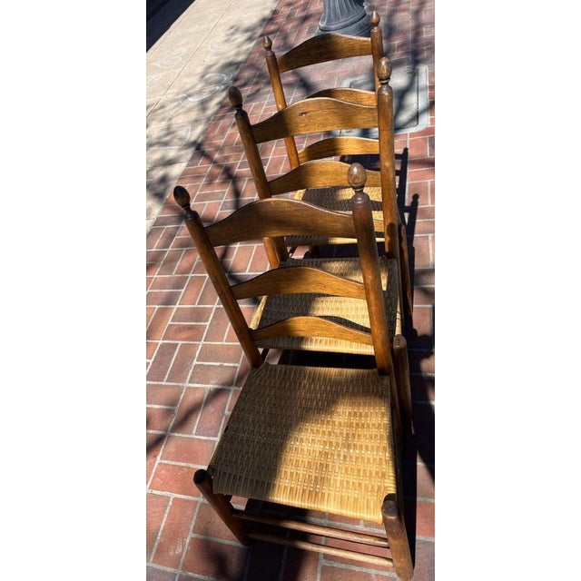 Brown 19thc Ladder Back Chairs From Pennsylvania -Set of Three For Sale - Image 8 of 10