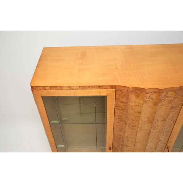 Wood Art Deco Burr Walnut and Sycamore Bookcase attributed to Harry and Lou Epstein, 1930s For Sale - Image 7 of 11