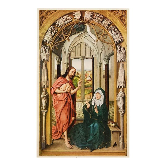 1956 After Rogier Van Der Weyden "Christ Appearing to His Mother", Vintage Full-Color Print For Sale