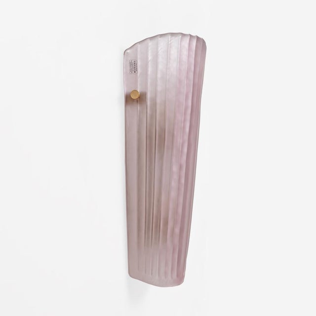 2000 - 2009 Murano Glass Wall Sconces in Pink Ribbed Glass and Brass, Italy, 2000, Set of 2 For Sale - Image 5 of 11