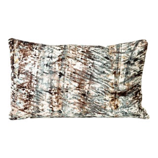 Modern White Brown and Black Abstract Rectangular Lumbar Pillow in [Insert Fabric Type] For Sale
