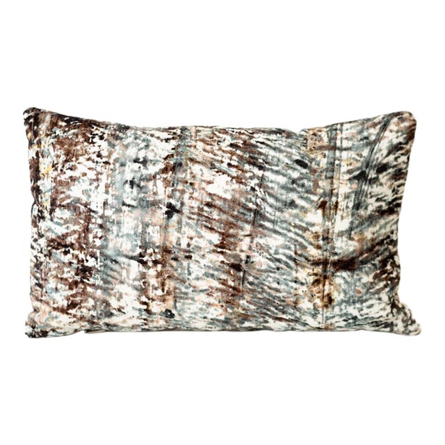 Modern White Brown and Black Abstract Rectangular Lumbar Pillow in [Insert Fabric Type] For Sale