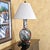 Vintage Chinoiserie Porcelain Table Lamp With Floral Garden Motif on Wood Base For Sale - Image 14 of 18