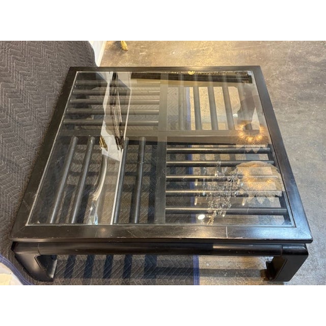 Mid-Century Modern Mid-Century Modern Black Lacquer and Glass Table For Sale - Image 3 of 6