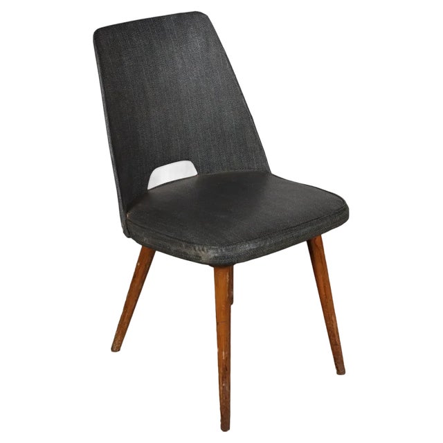 Beech Chair in Leatherette Upholstery with Foam Padding, 1950s-1960s For Sale