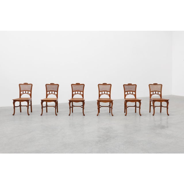 Art Nouveau Dining Chairs in the style of Victor Horta, Belgium, 1910s, Set of 6 For Sale - Image 3 of 18