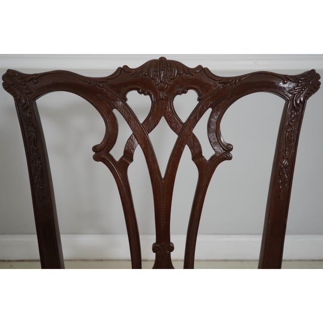 1990s Set of 8 American Drew Chippendale Mahogany Dining Chairs For Sale - Image 5 of 18
